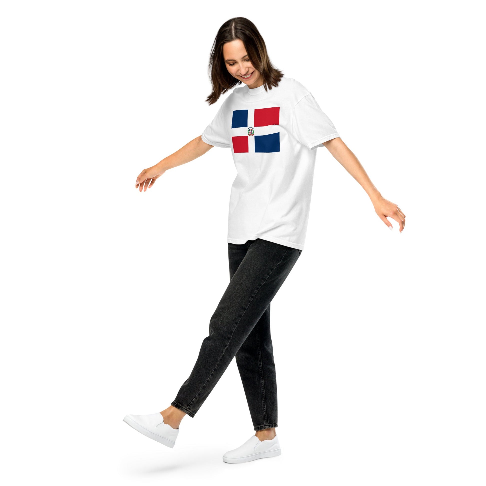 true navy shirt with Dominican Republic flag design, 3X large