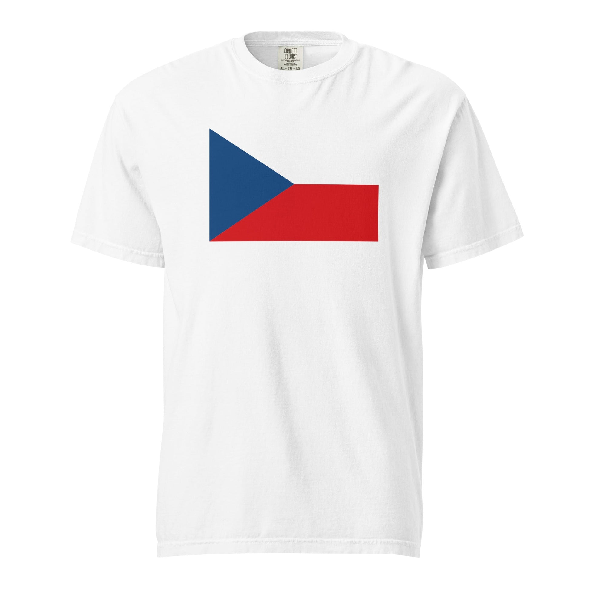 Stylish Czechia Czech Republic flag t-shirt laid flat, small, berry
