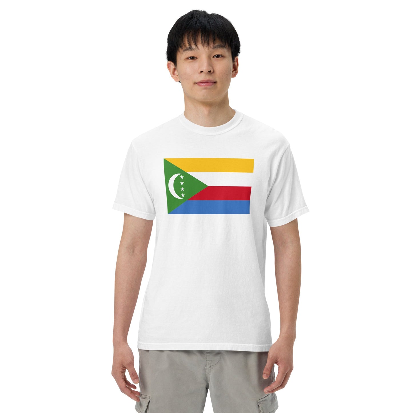 Comoros flag shirt in true navy, size extra large