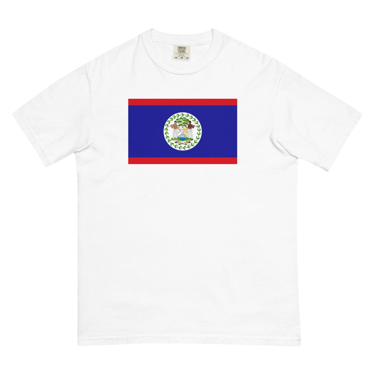 Bold Belize flag design tee in violet, extra large