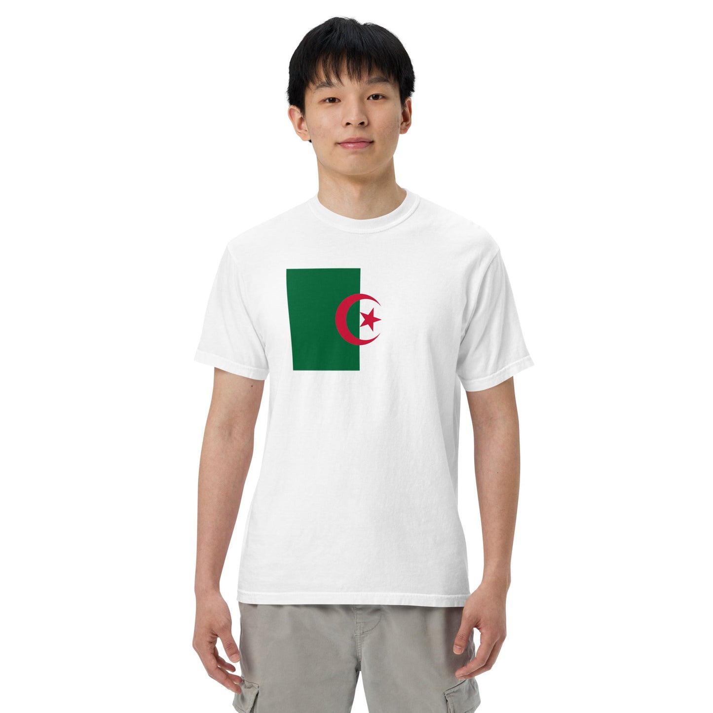 Flat lay of true navy Algeria flag tee, 4X large size