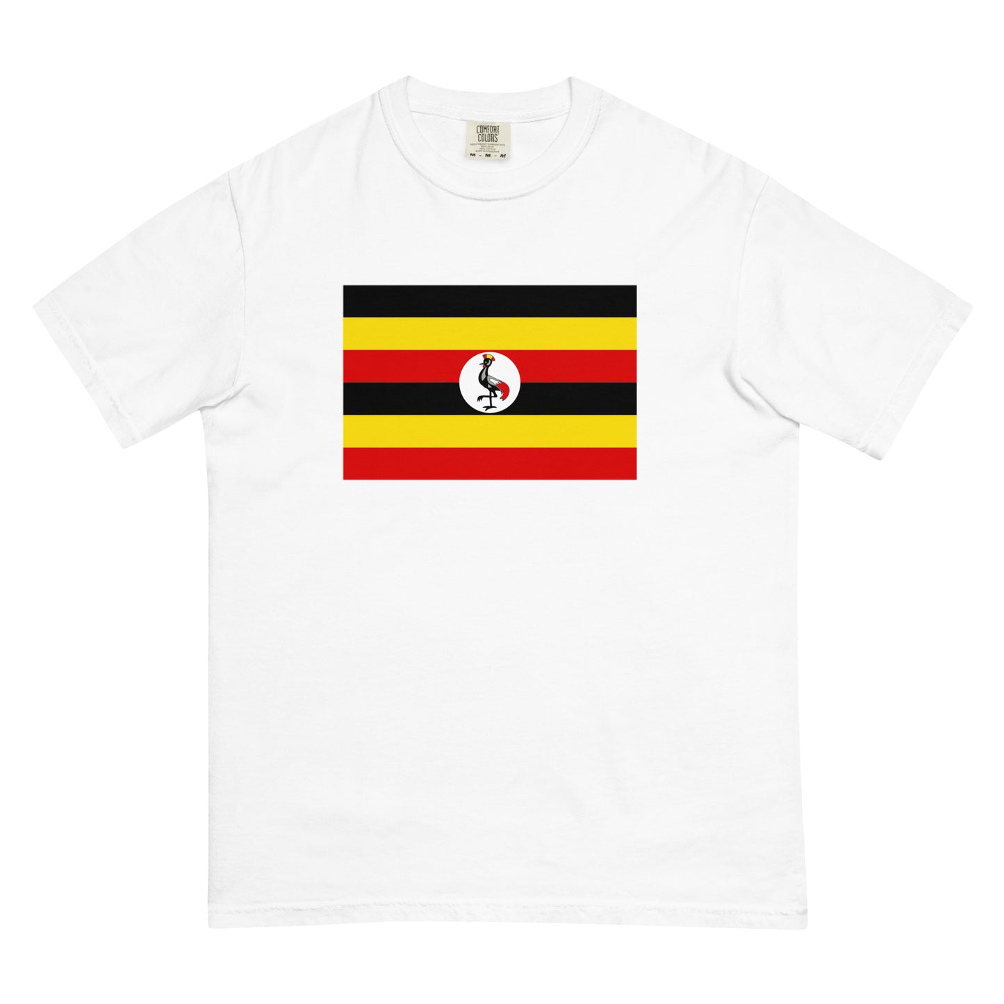 Stylish Uganda flag t-shirt laid flat, 4X large, true navy