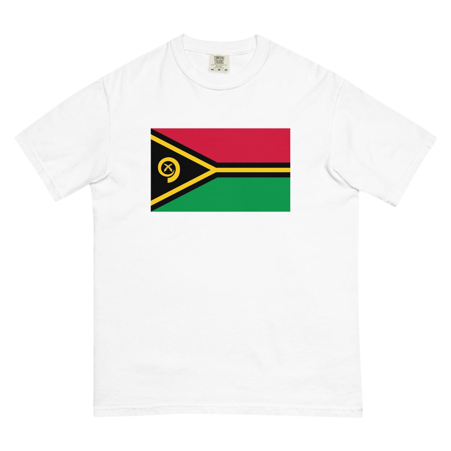 Flat lay of true navy Vanuatu flag tee, extra large size