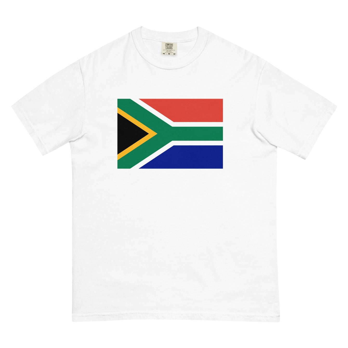 Bold South Africa flag design tee in blue spruce, small