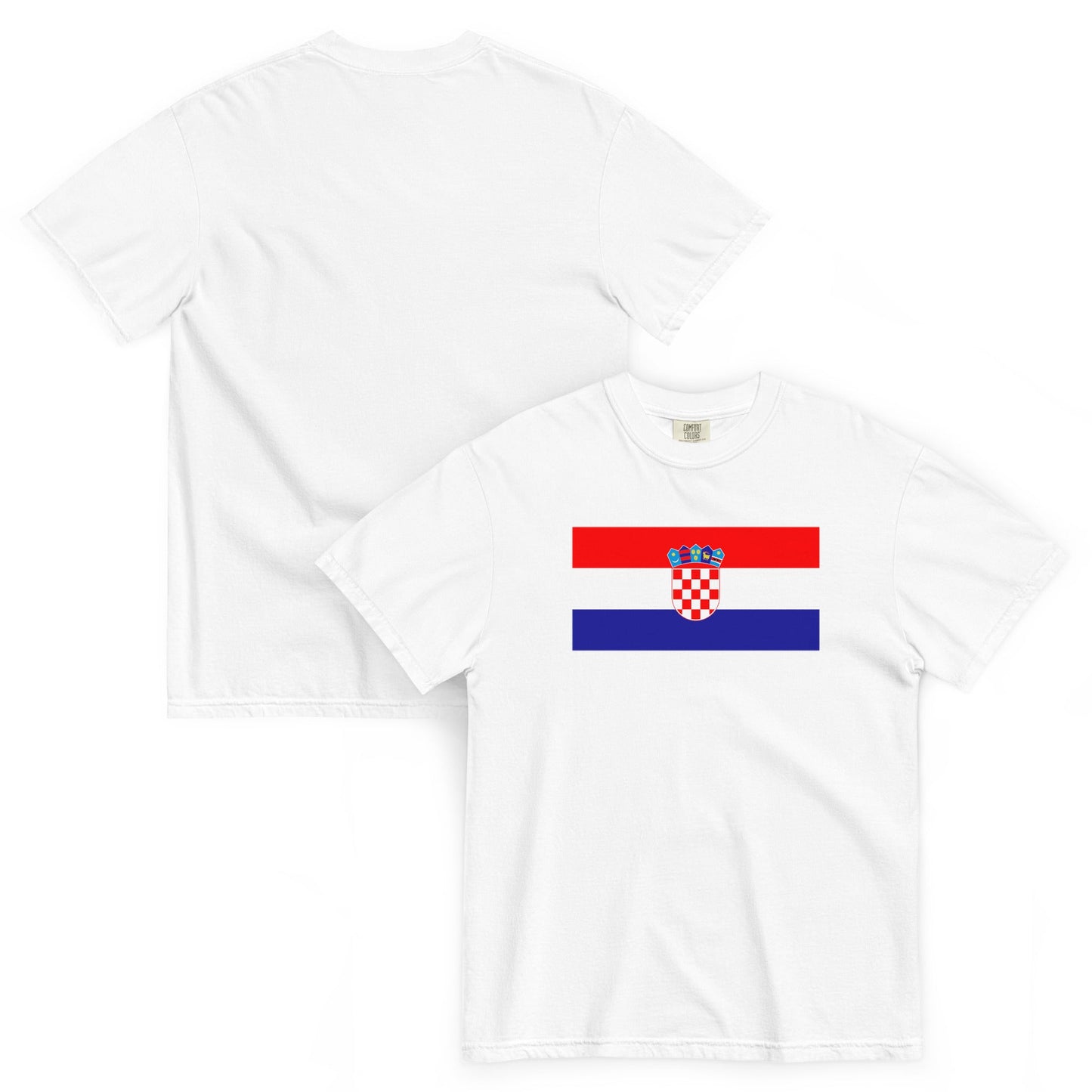 Flat lay of blue spruce Croatia flag tee, 4X large size