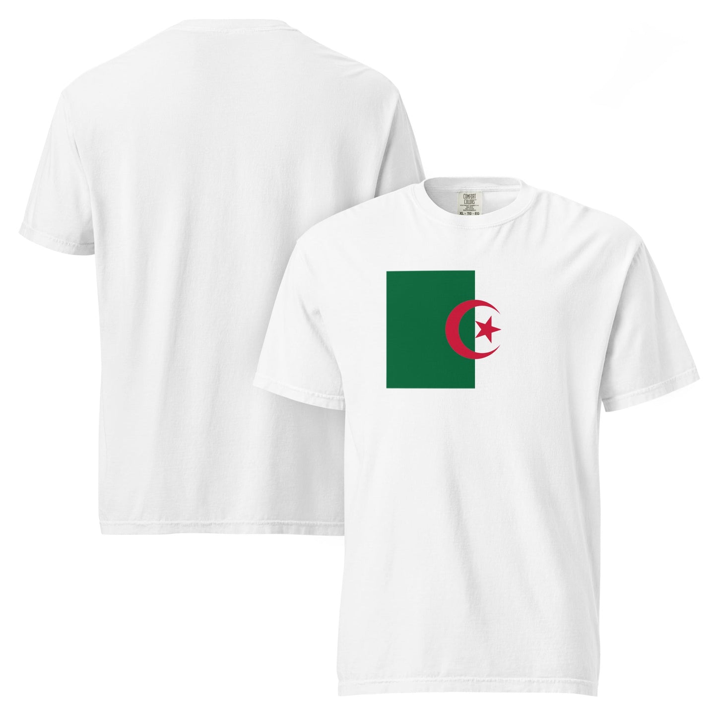 Stylish Algeria flag t-shirt laid flat, large, brick