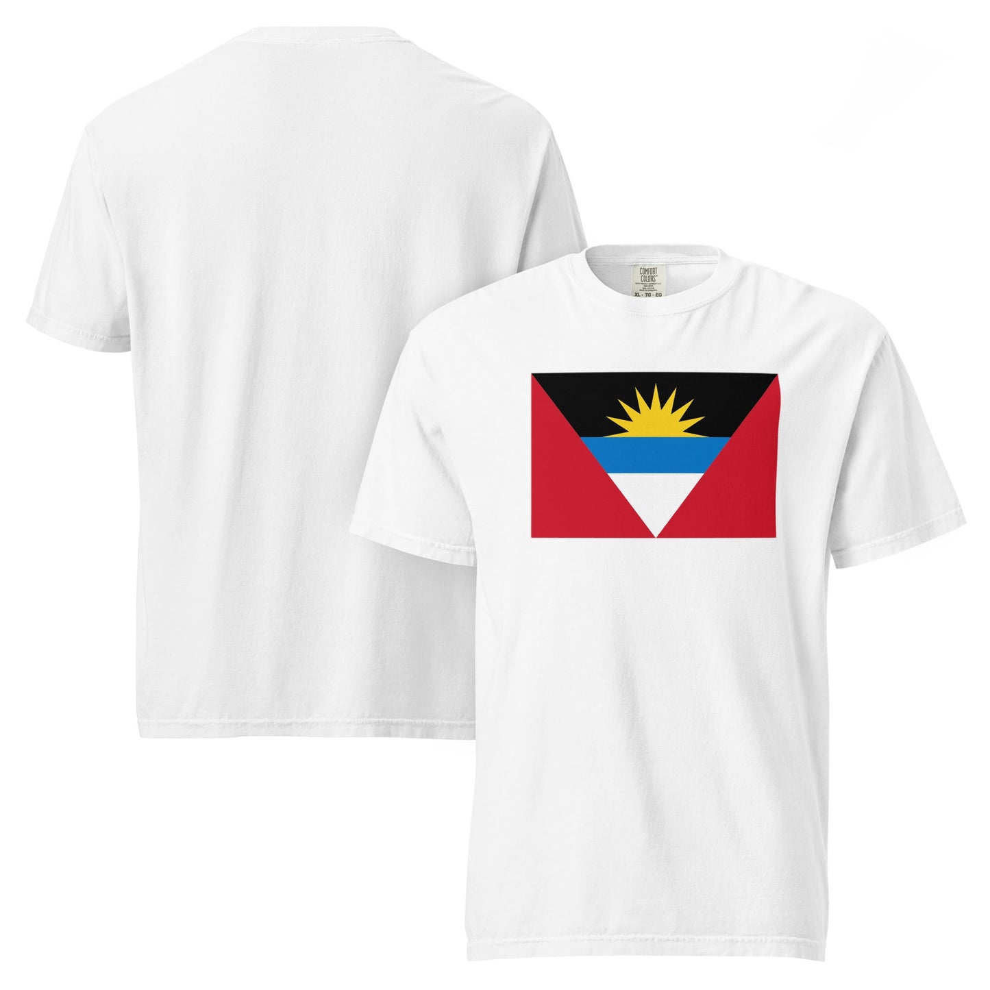 Bold Antigua And Barbuda Flag Pride Shirt flag design tee in blue spruce, small