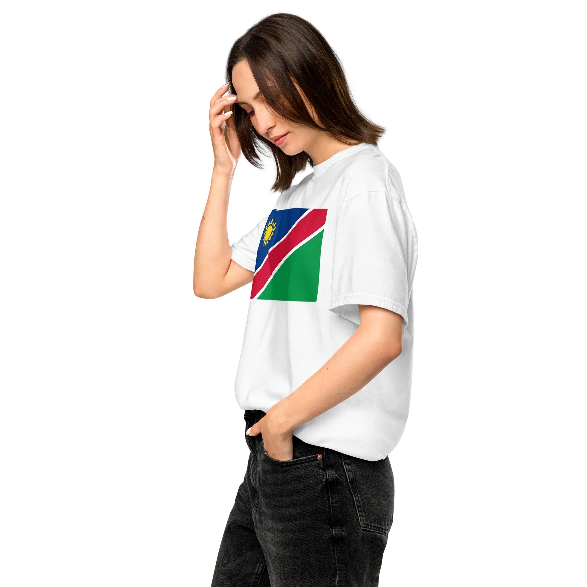 Flag tee representing Namibia in red, 2X large