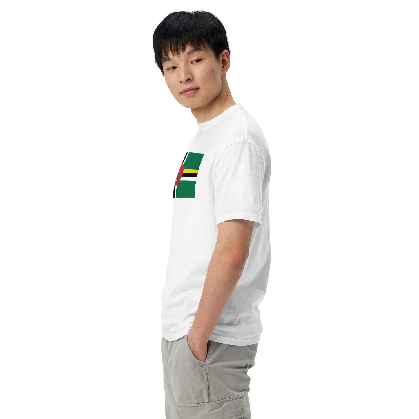 Flag tee representing Dominica 1 in true navy, large