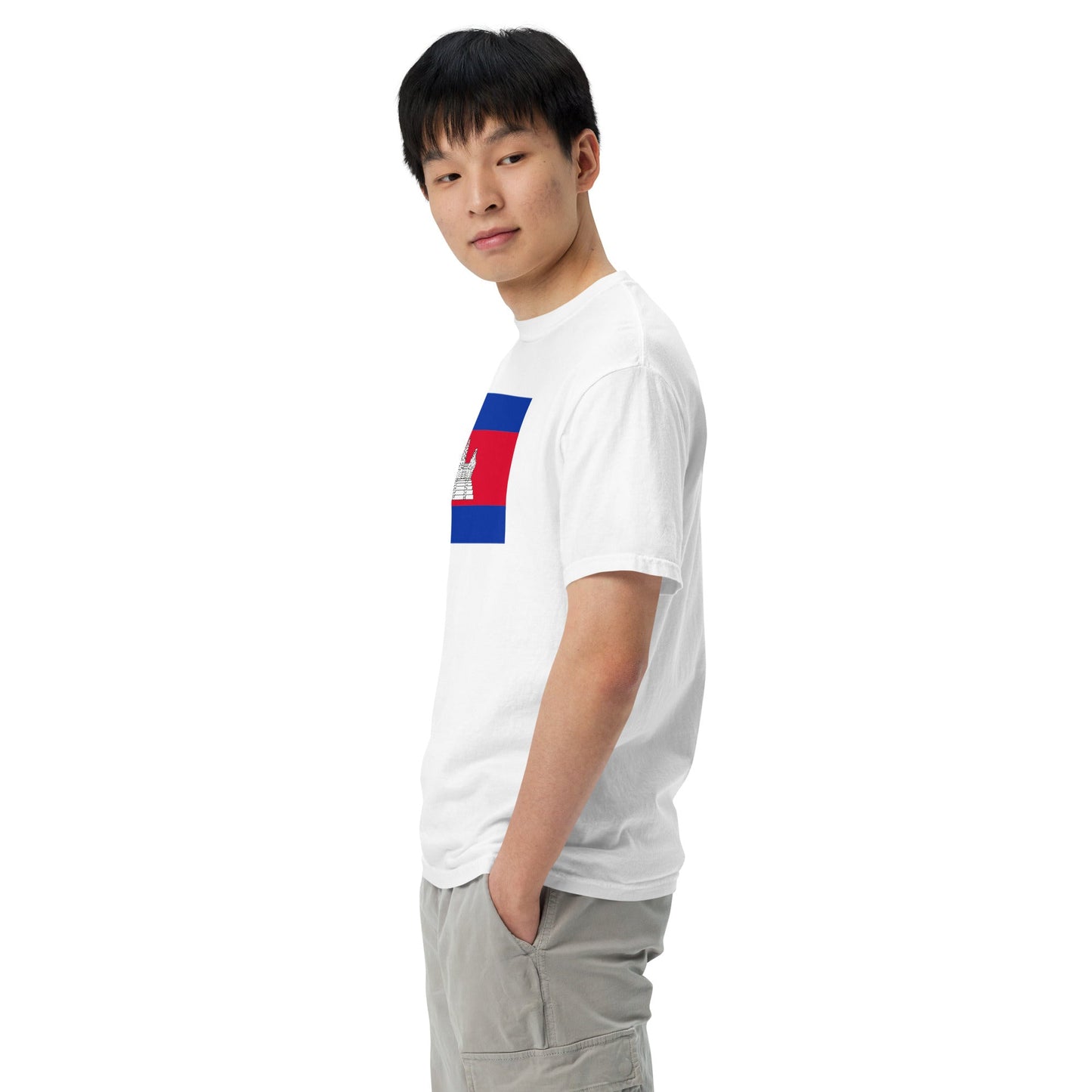 true navy shirt with Cambodia flag design, 2X large