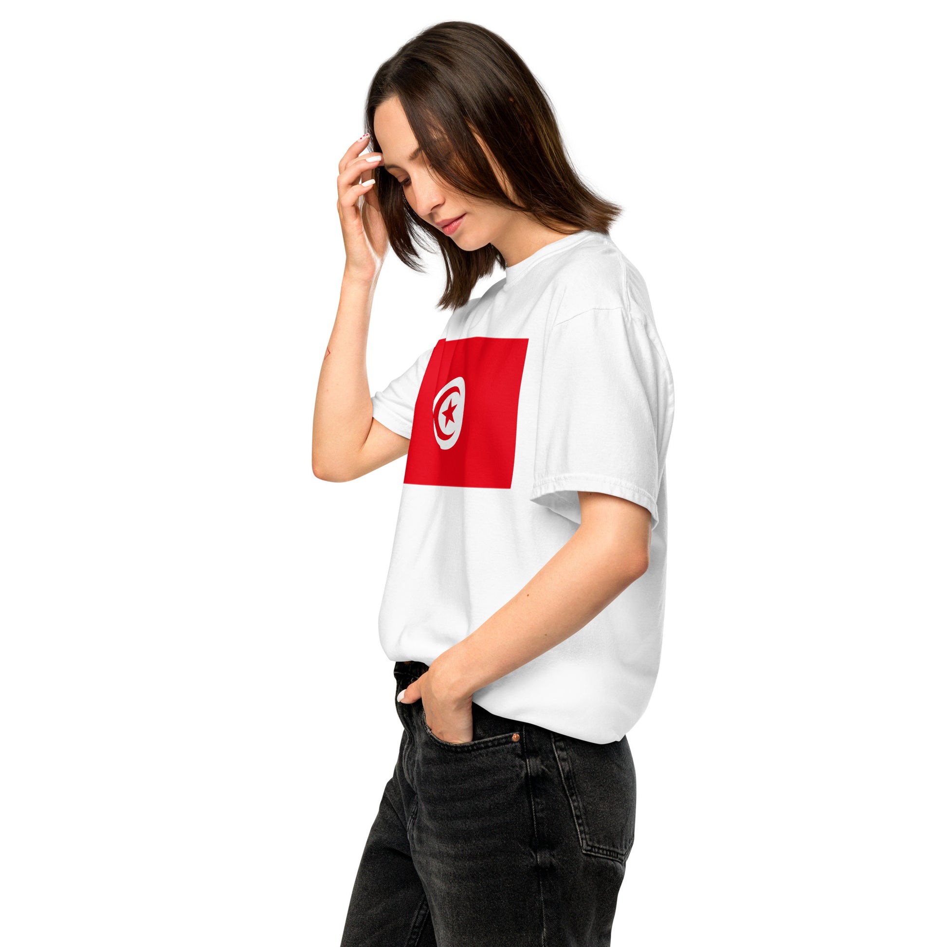Flag tee representing Tunisia in black, medium