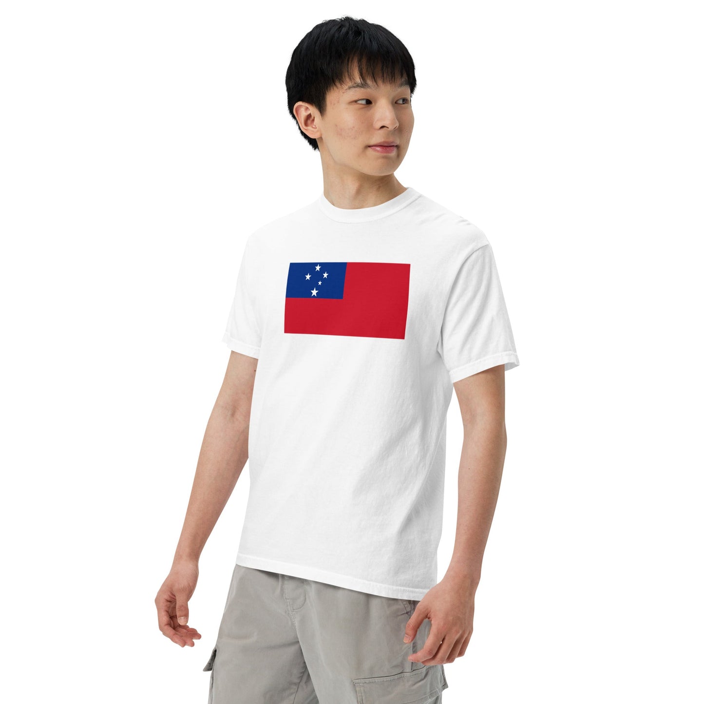 Bold Samoa flag design tee in black, extra large