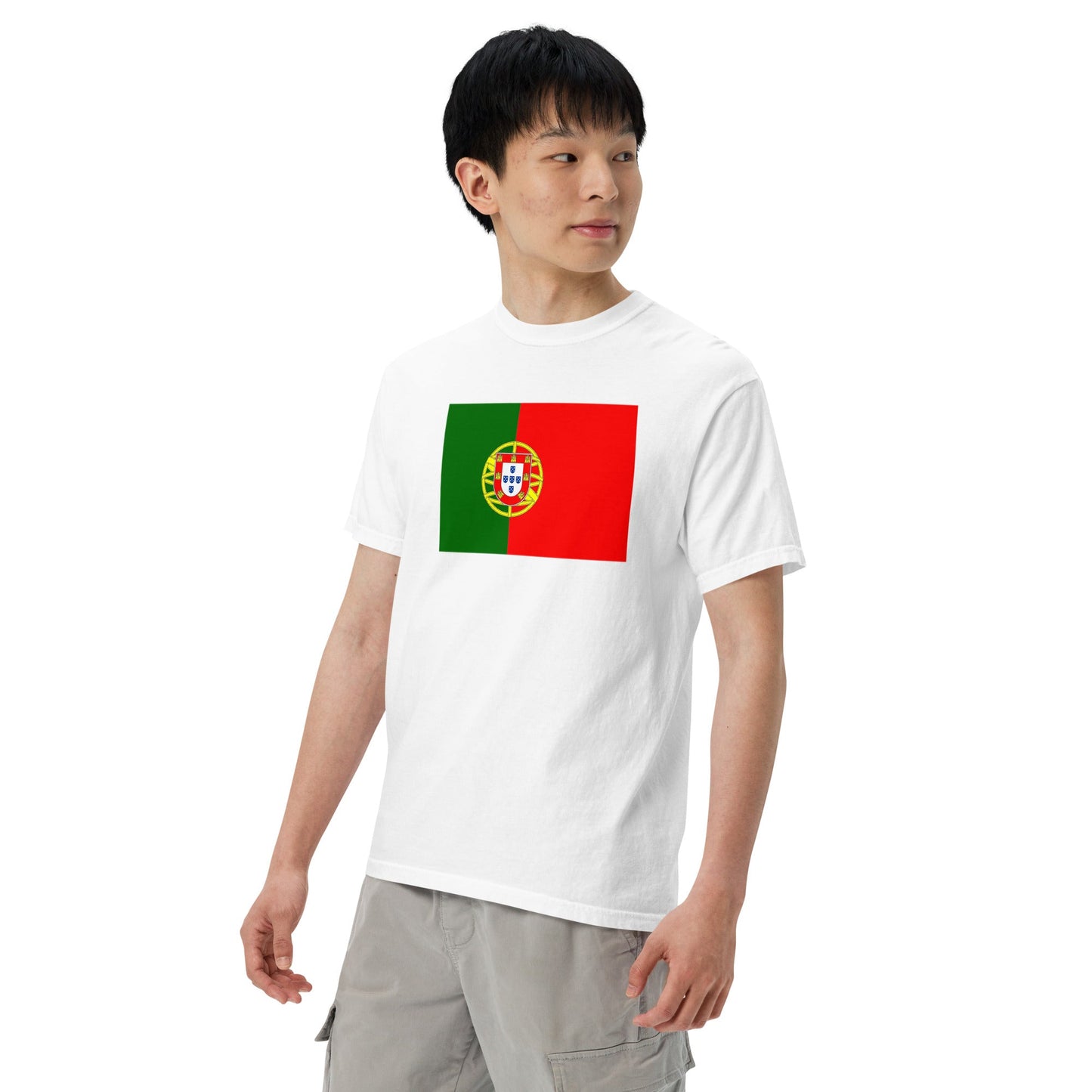 Stylish Portugal flag t-shirt laid flat, extra large, black