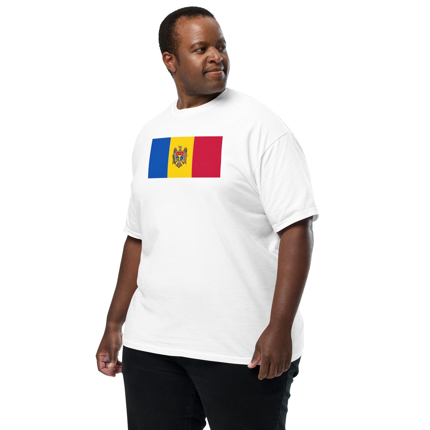 Bold Moldova flag design tee in true navy, 2X large