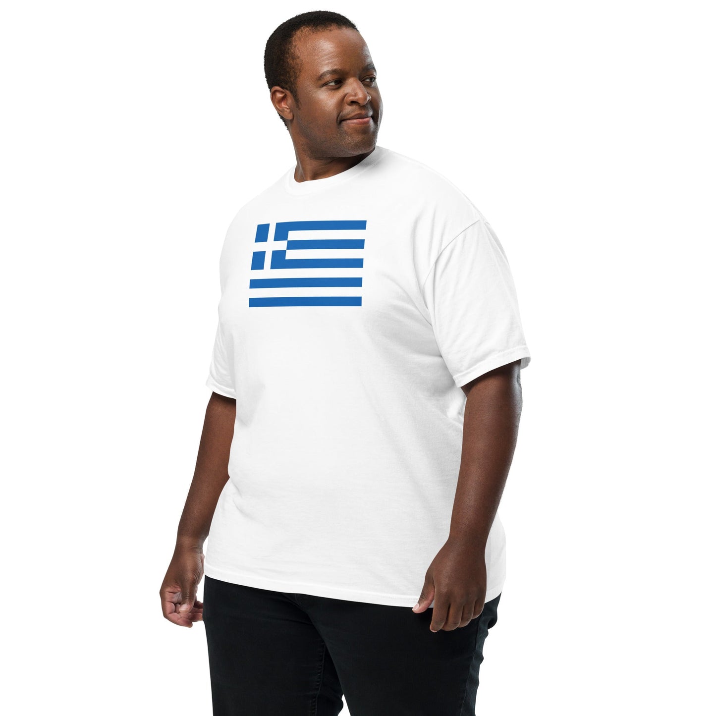 Flat lay of true navy Greece flag tee, extra large size