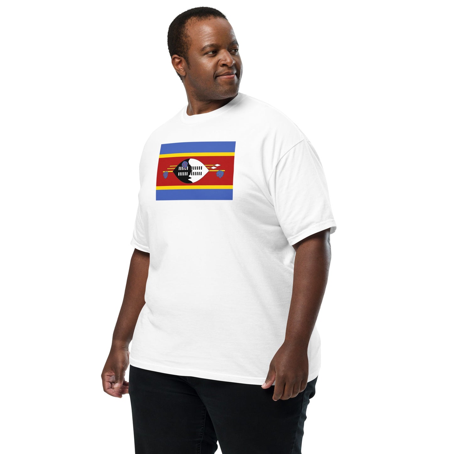 Flat lay of true navy Eswatini Formerly Swaziland flag tee, 2X large size