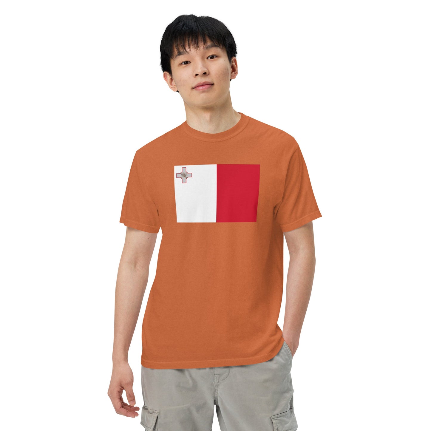 Stylish Malta flag t-shirt laid flat, 2X large, black