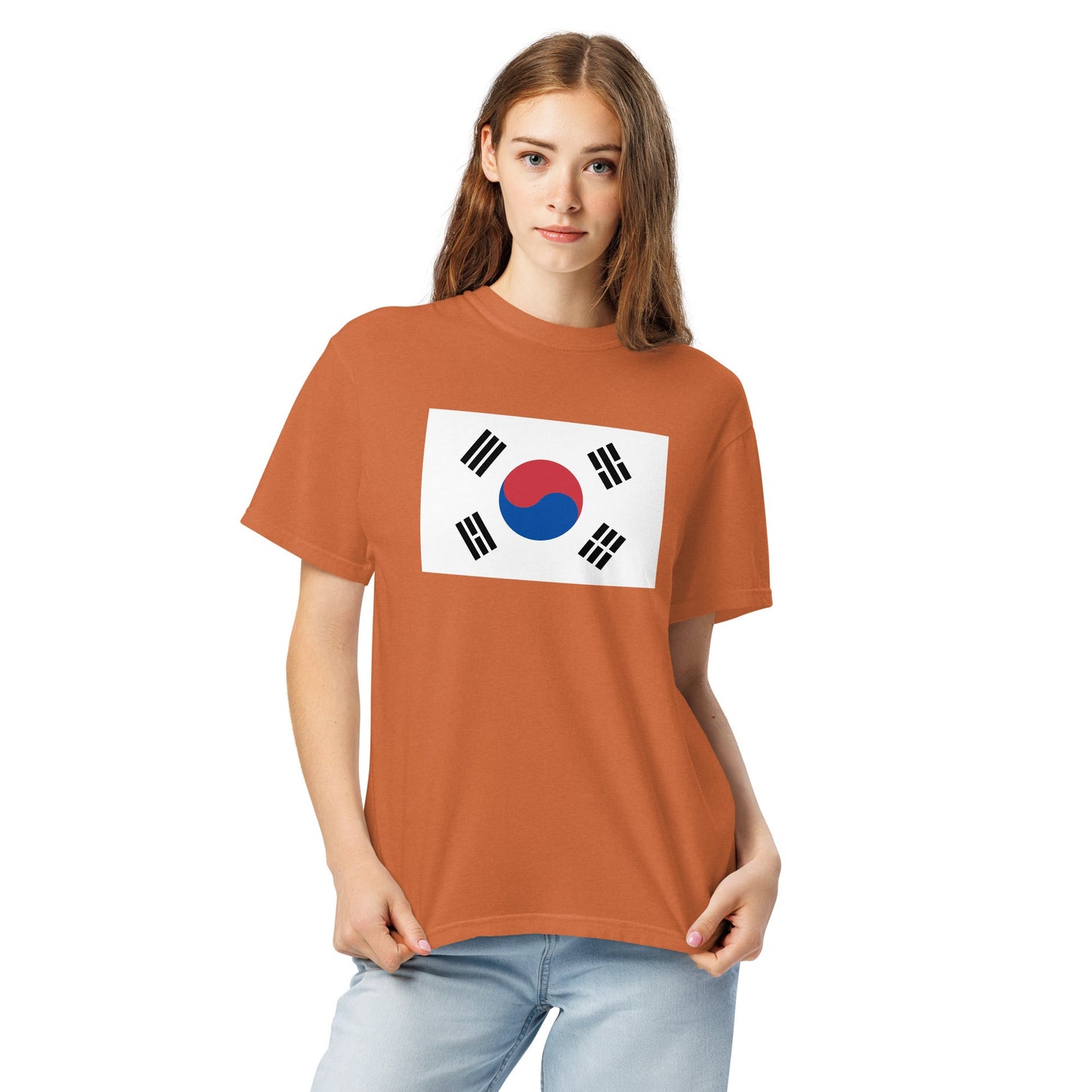 Bold South Korea flag design tee in true navy, medium