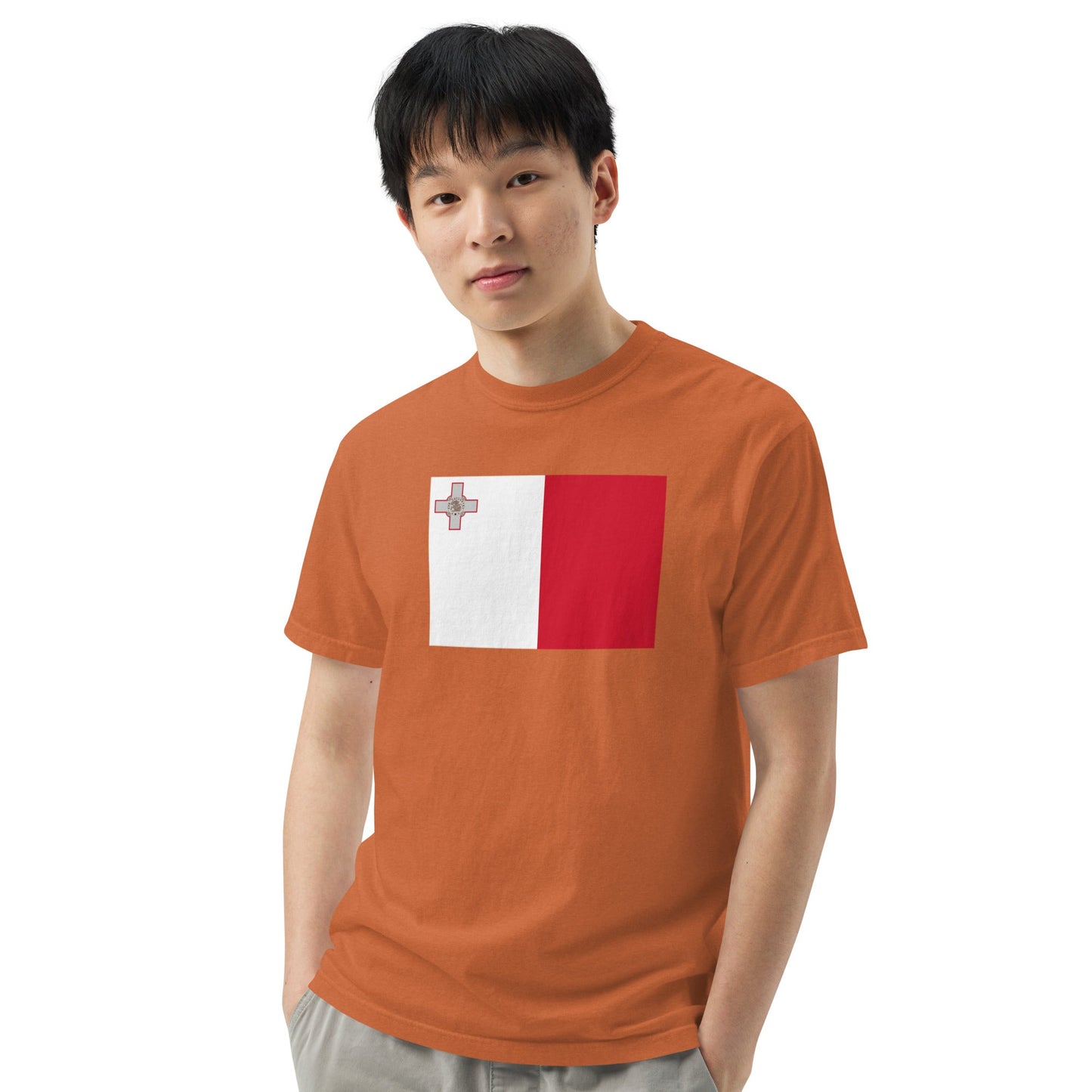 Bold Malta flag design tee in black, extra large