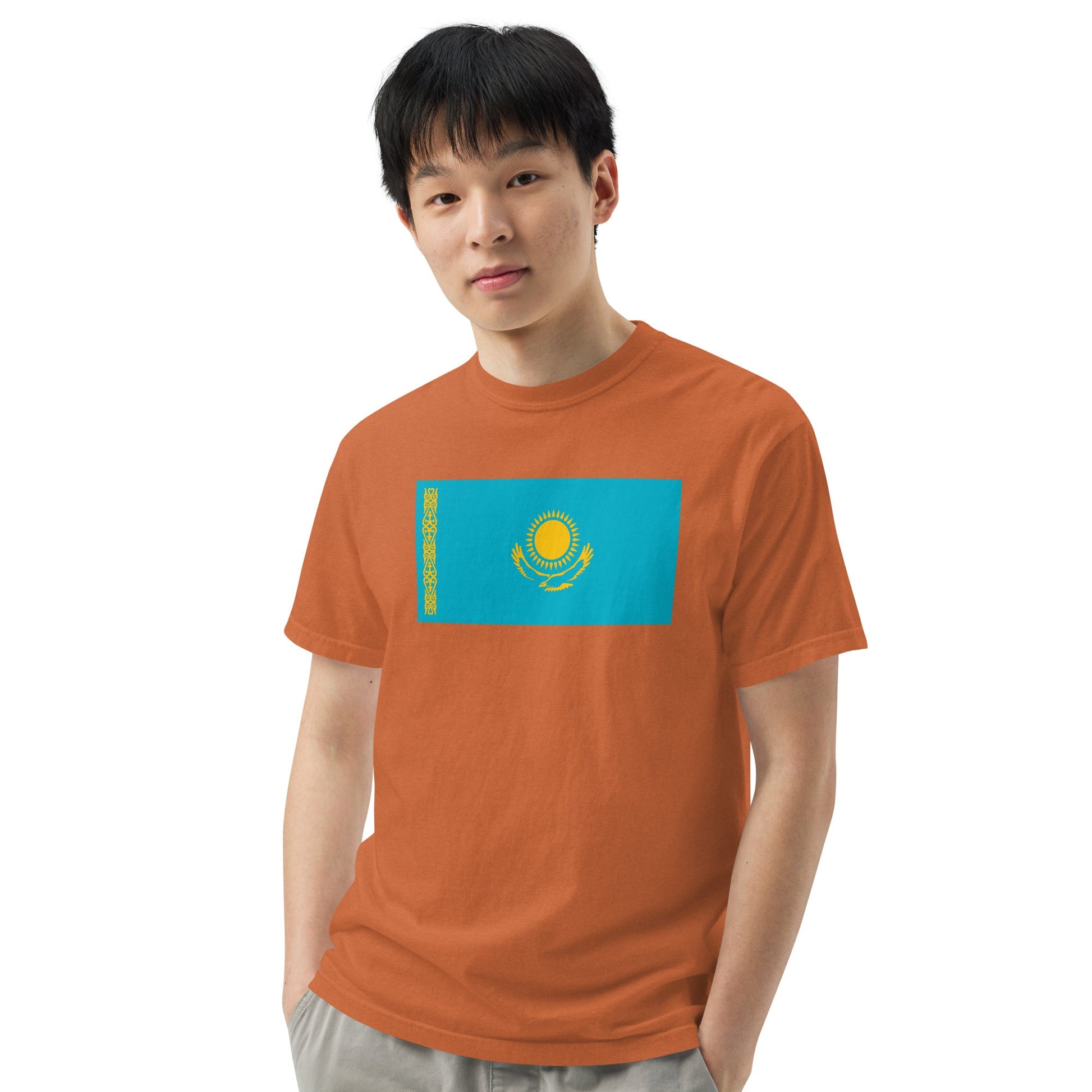 Flag tee representing Kazakhstan in black, 2X large