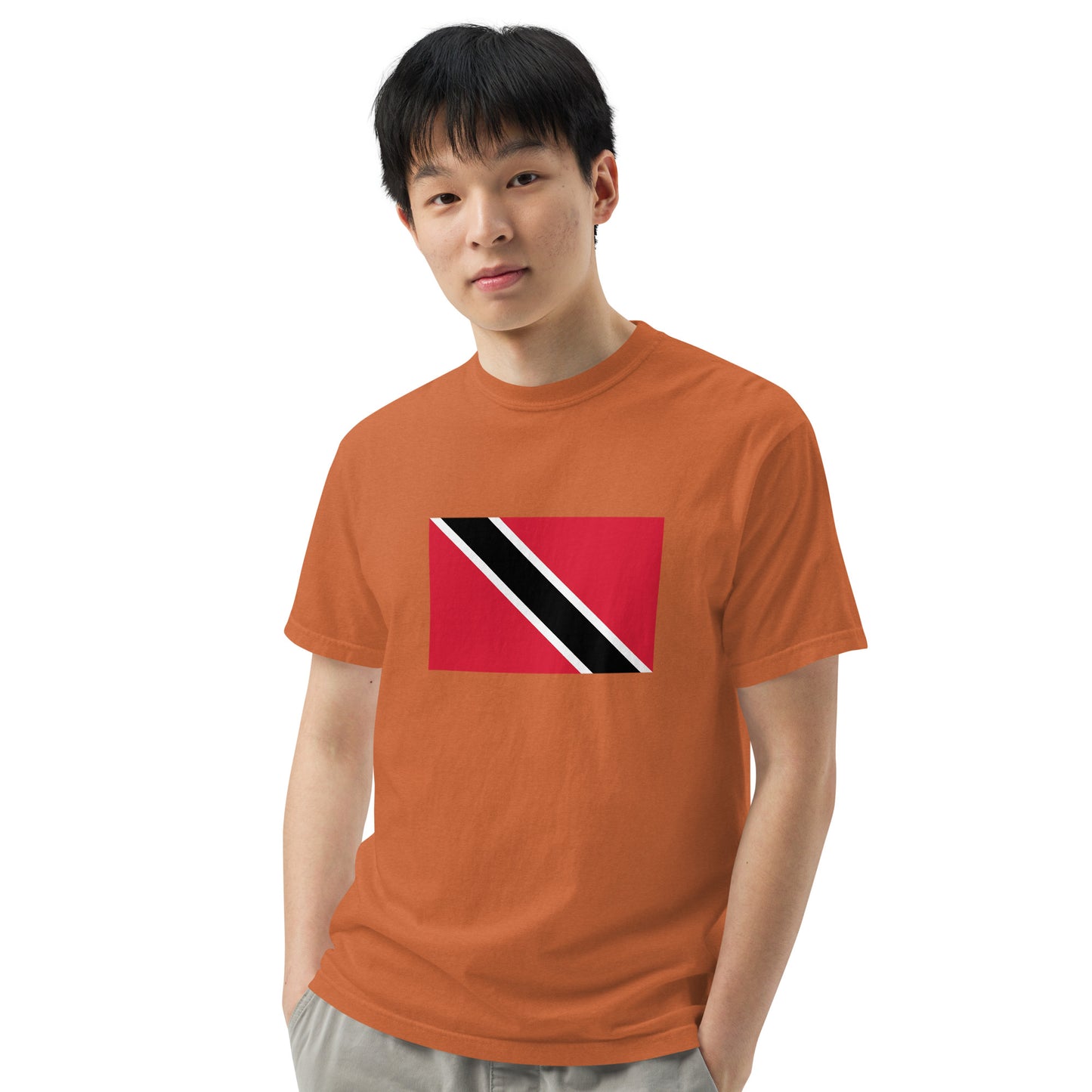 blue spruce shirt with Trinidad flag design, small
