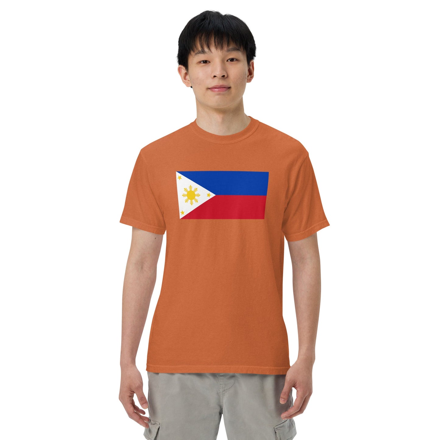 Stylish Philippines flag t-shirt laid flat, extra large, black
