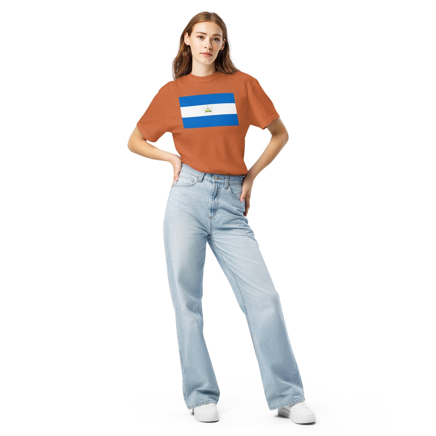 black shirt with Nicaragua flag design, large