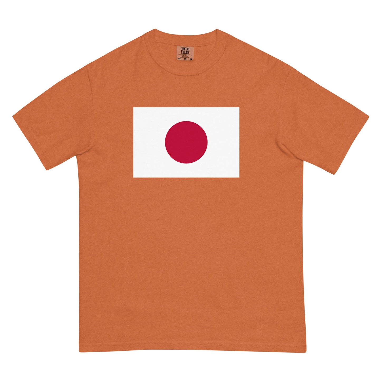 Flat lay of hemp Japan flag tee, large size