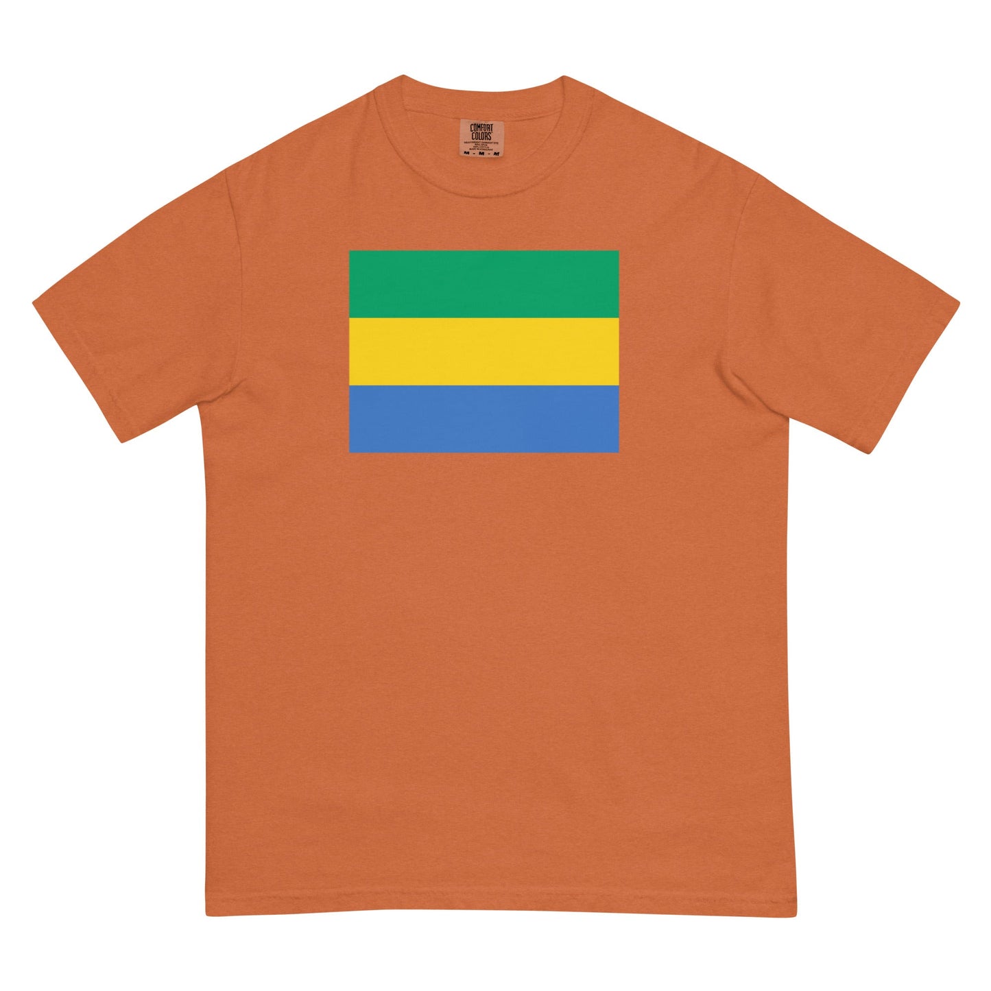 Flag tee representing Gabon in blue spruce, medium