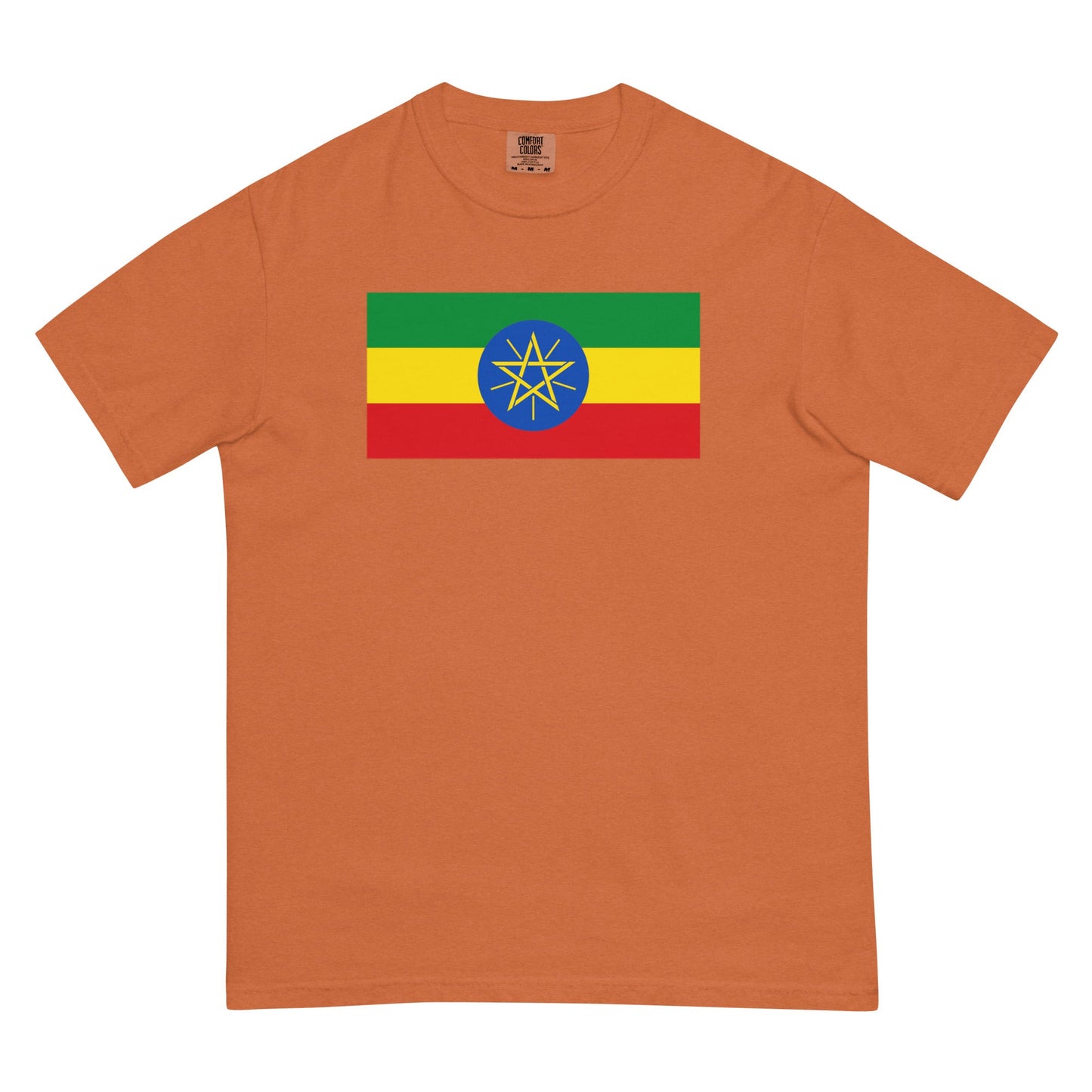 Flag tee representing Ethiopia in blue spruce, 3X large