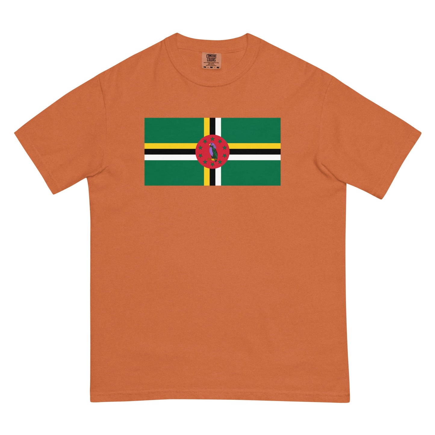 Flag tee representing Dominica 1 in blue spruce, 4X large
