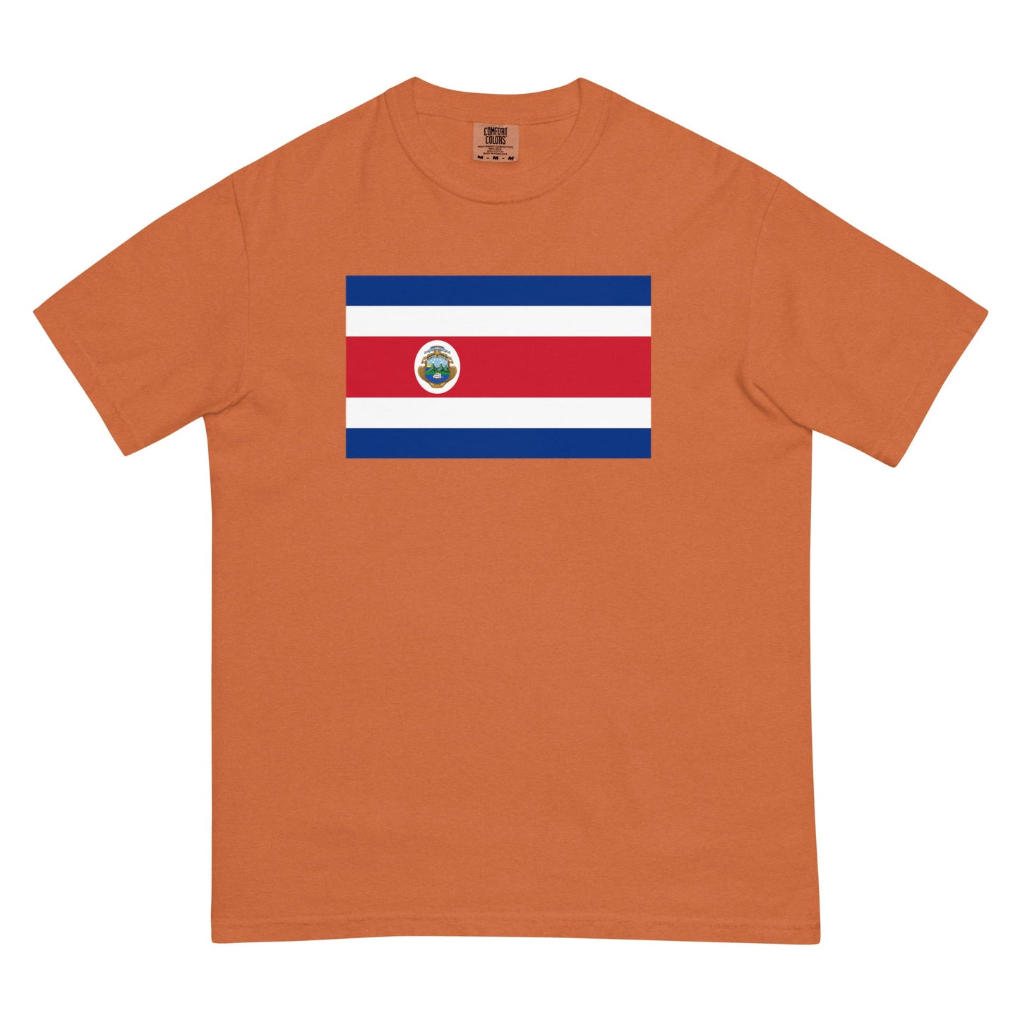 Flat lay of berry Costa Rica flag tee, 4X large size