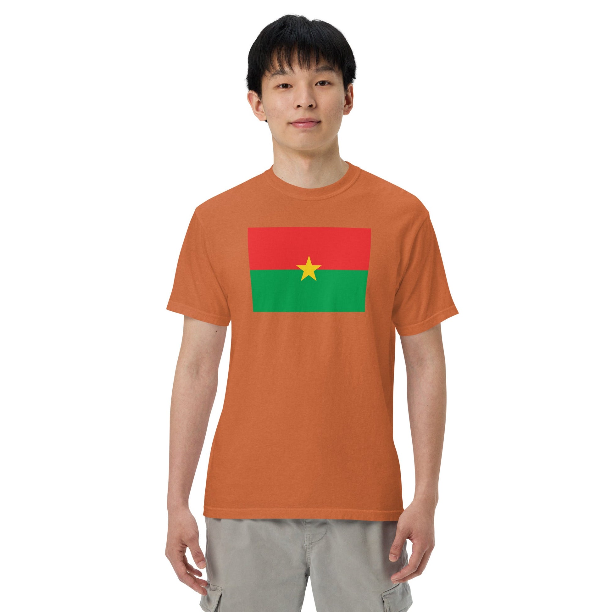 Stylish Burkina Faso flag t-shirt laid flat, 2X large, grape