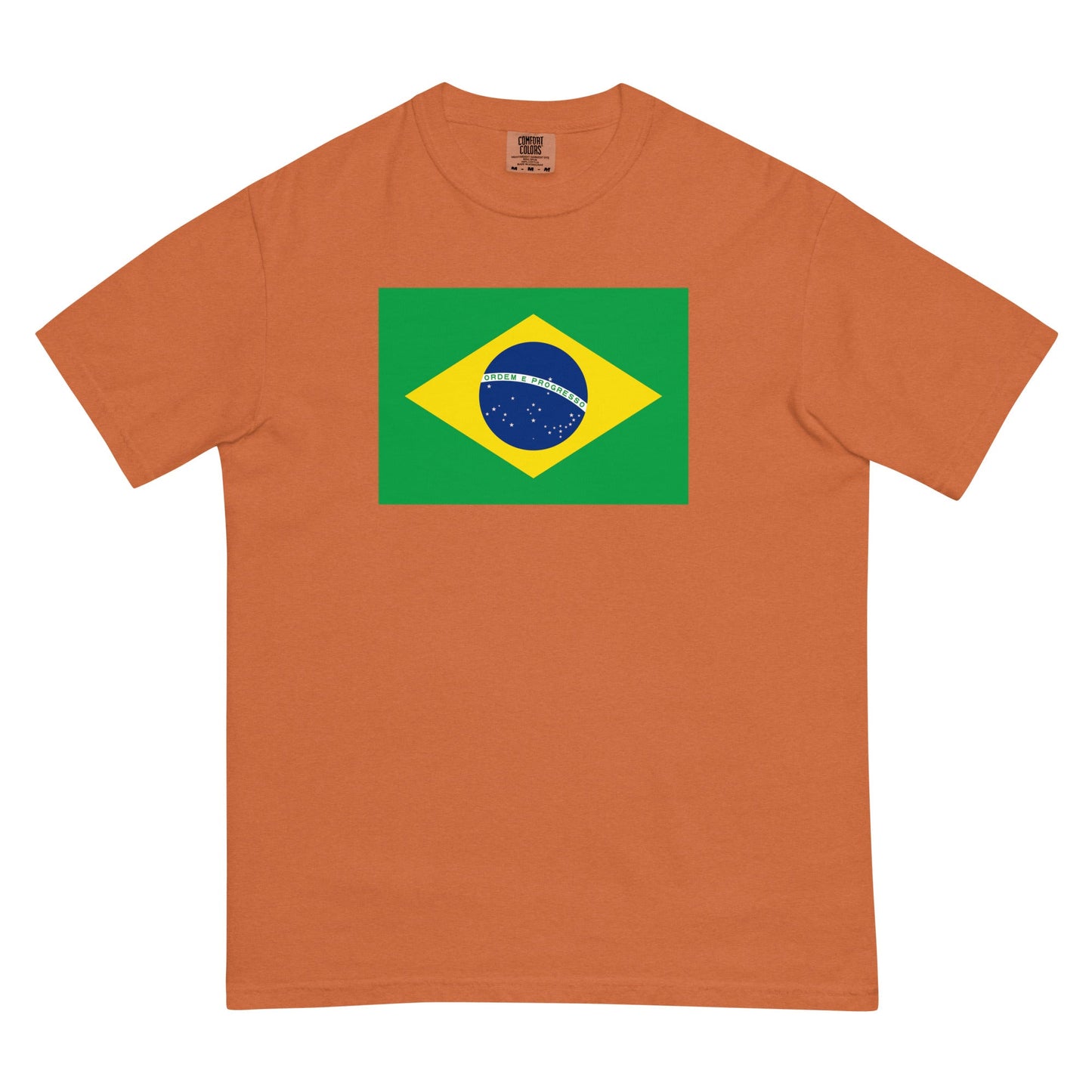 Bold Brazil flag design tee in espresso, extra large
