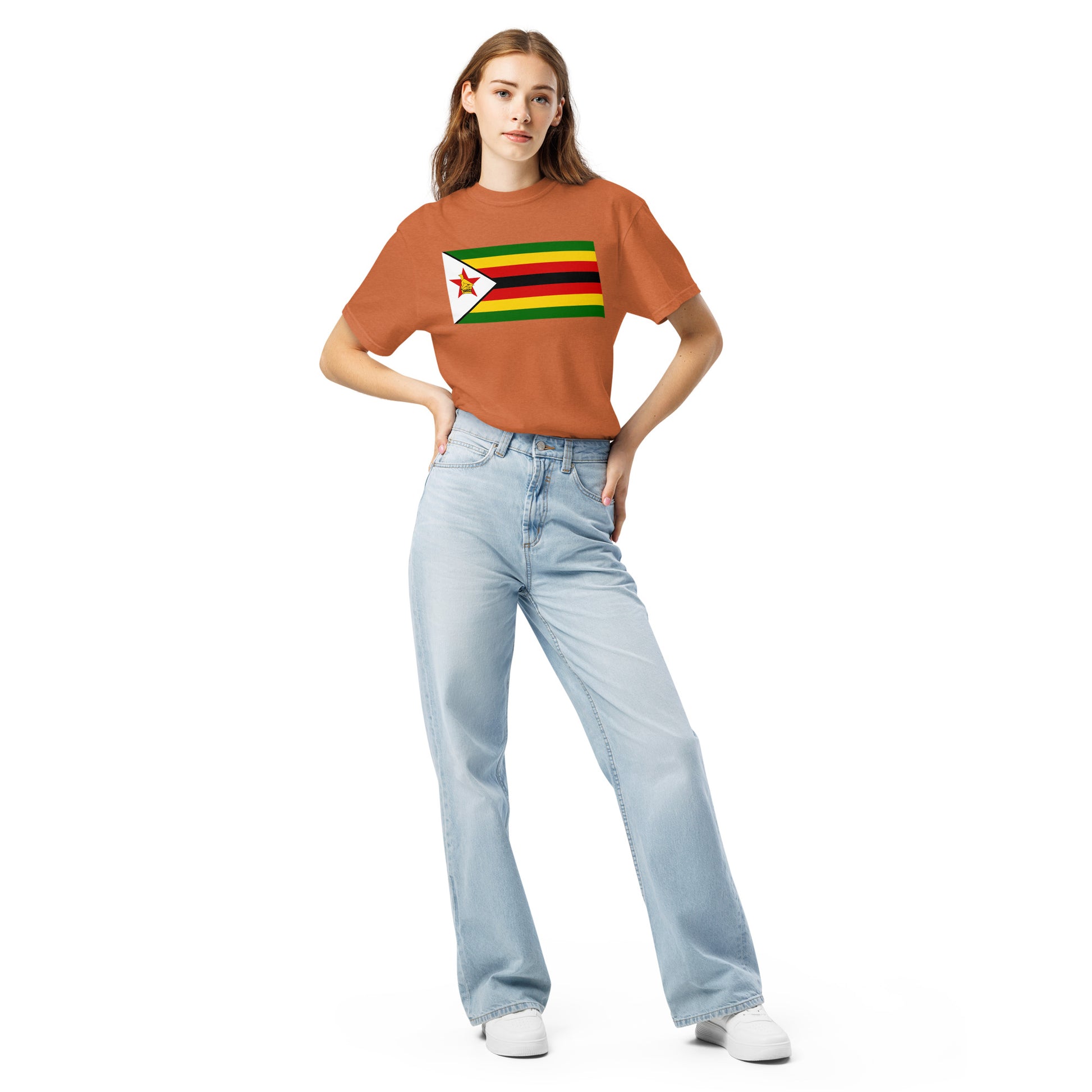 Bold Zimbabwe flag design tee in true navy, small