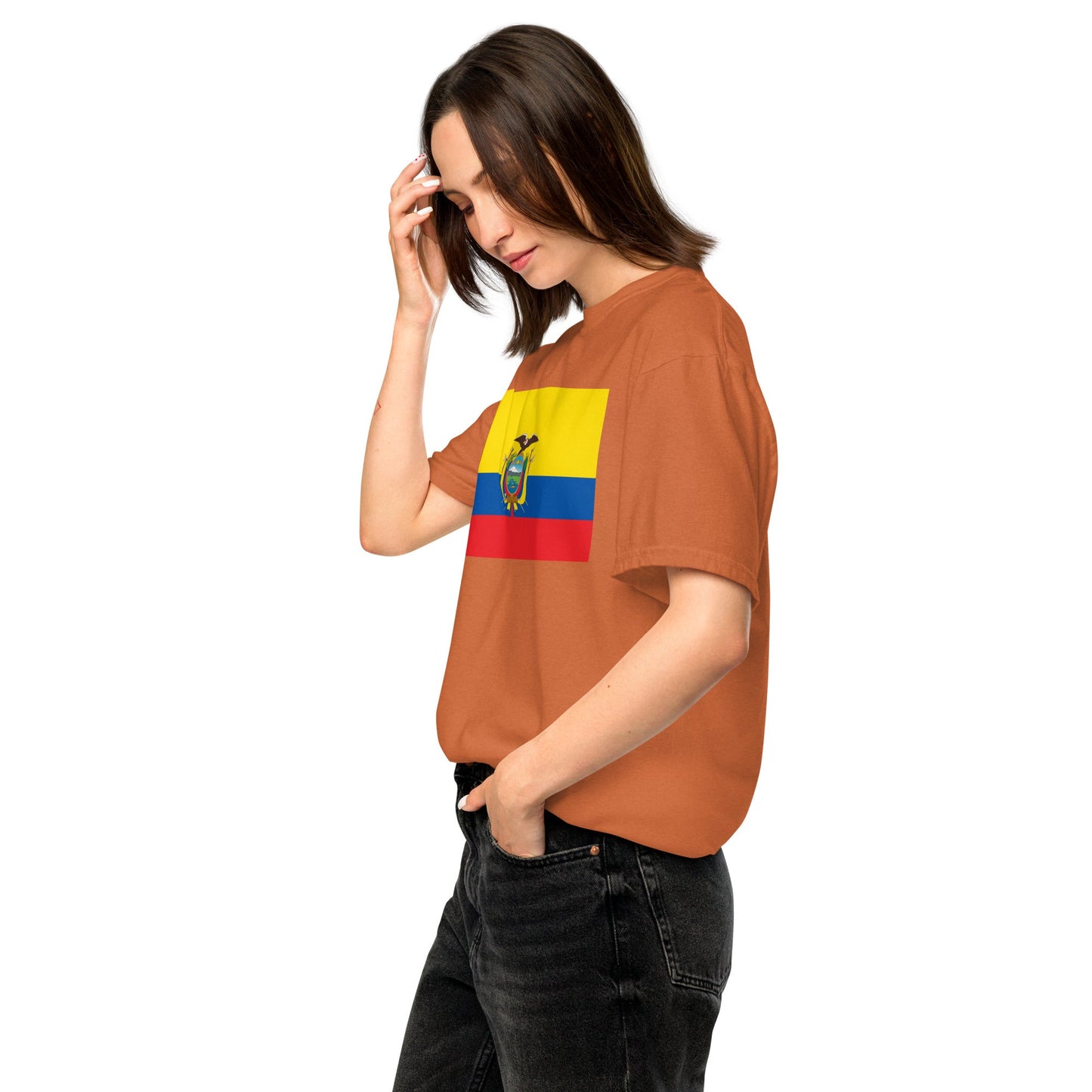 true navy shirt with Ecuador flag design, large