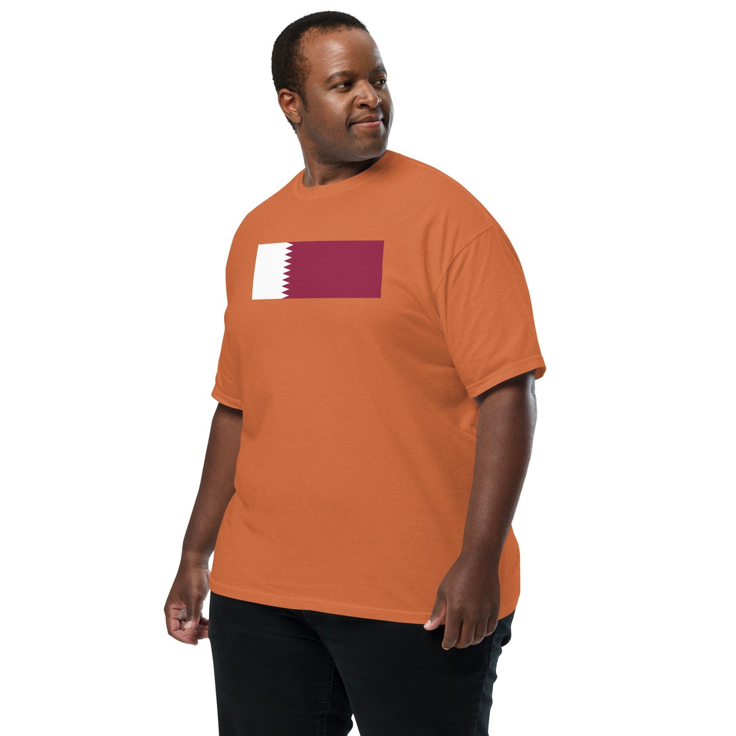 black shirt with Qatar flag design, 4X large