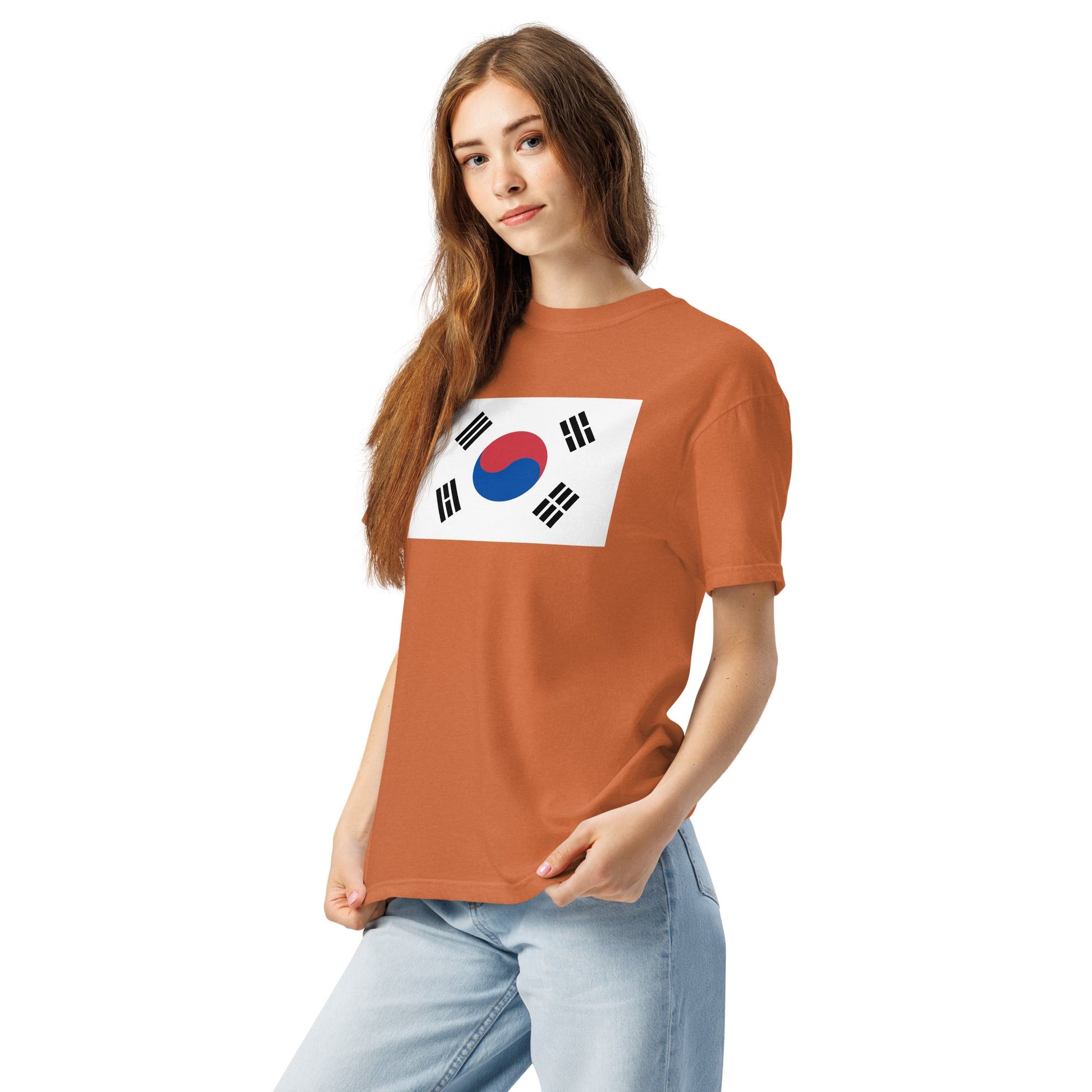 true navy shirt with South Korea flag design, small