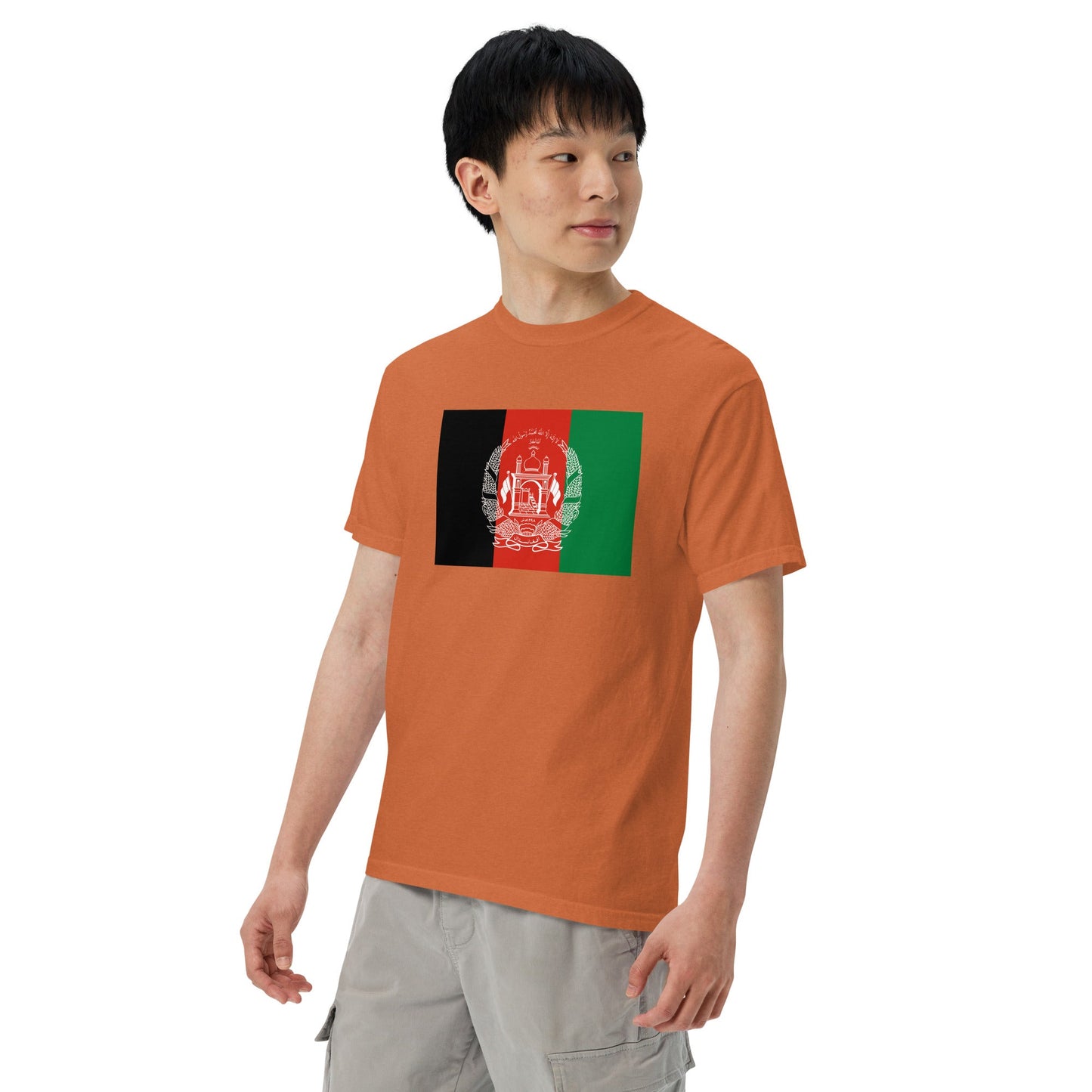 Flag tee representing Afghanistan in red, small